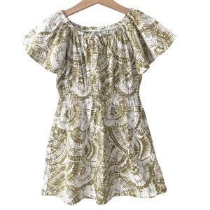 Gap Smocked Patterned Flutter Dress - Fresh Olive Green - Small 6/7